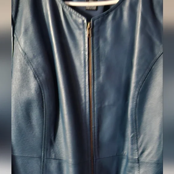 Dark Teal Genuine Leather Jacket Maggie Barnes - Picture 2 of 7